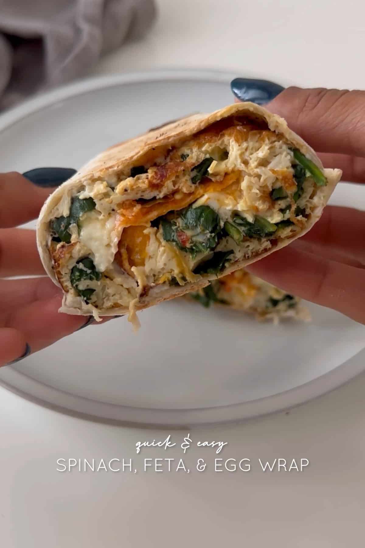 Spinach Feta and Egg Breakfast Wrap Final Shot