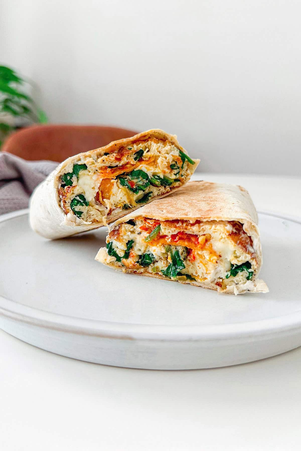 Spinach Feta and Egg Breakfast Wrap