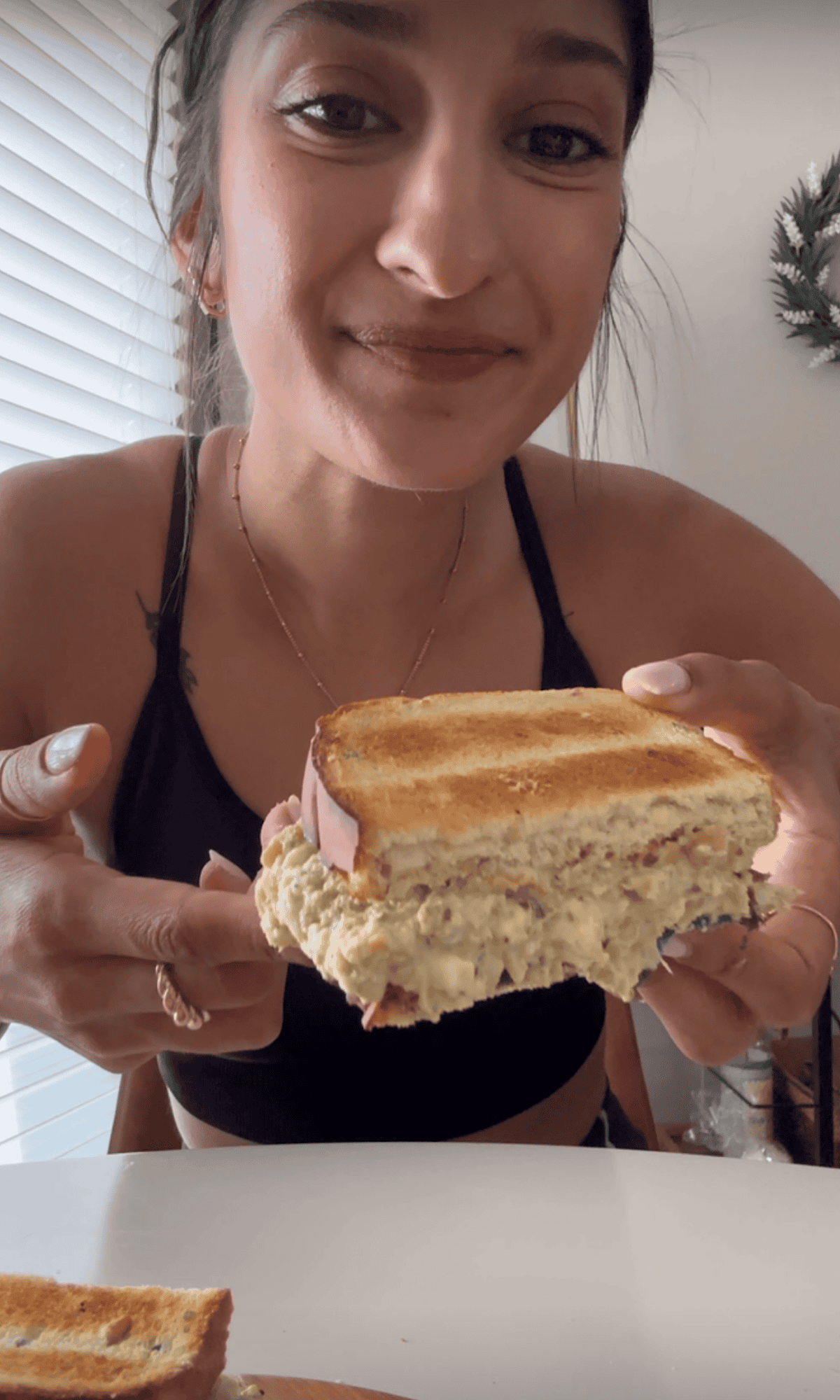 Caramelized Onion Chickpea Salad Sandwich 2 caramelized onion chickpea salad sandwich bite