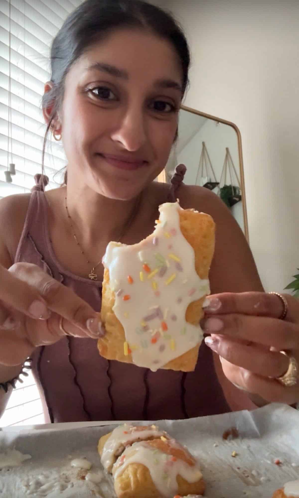High Protein Strawberry Pop Tarts 2 high protein strawberry pop tarts bite