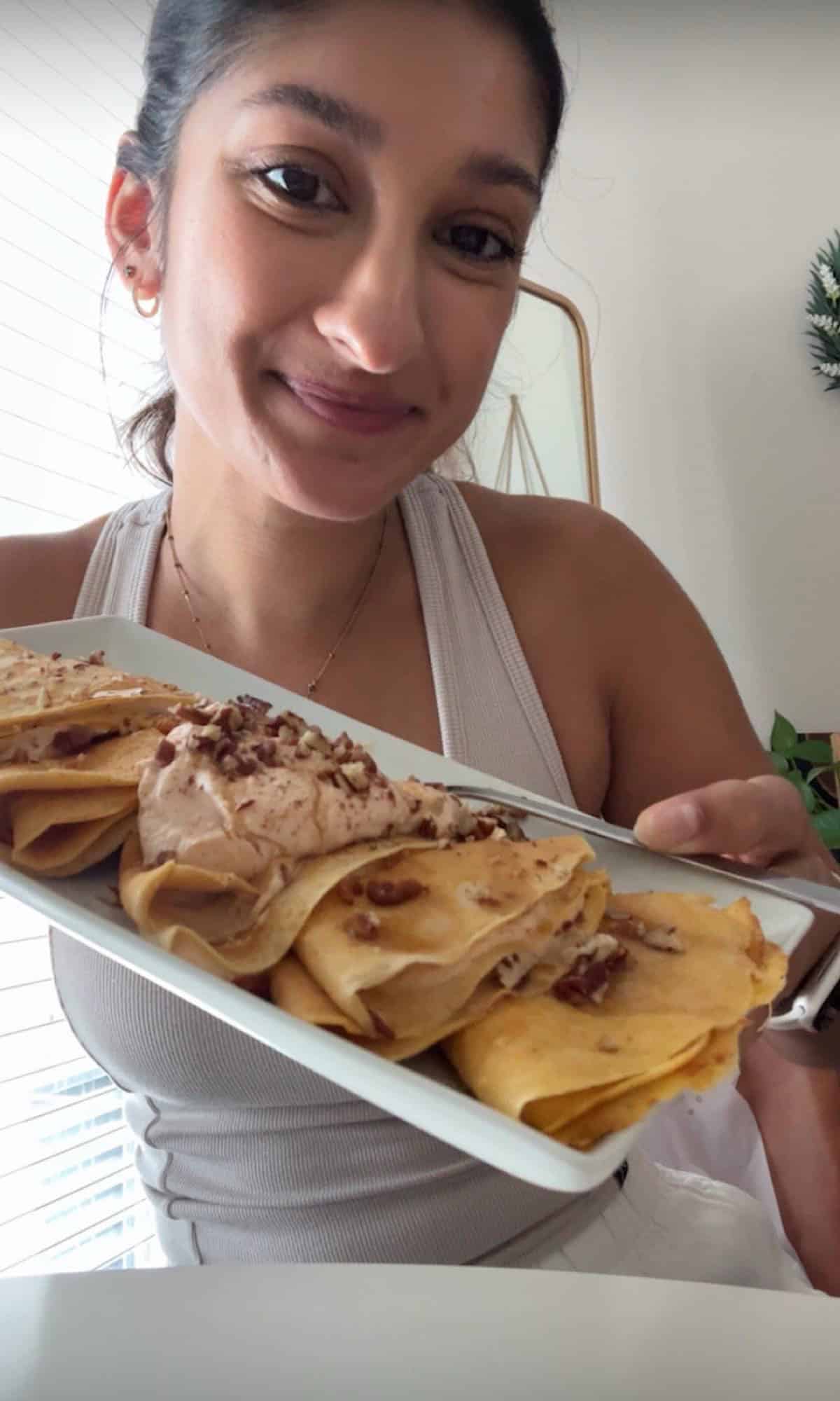 pumpkin spice protein crepes bite