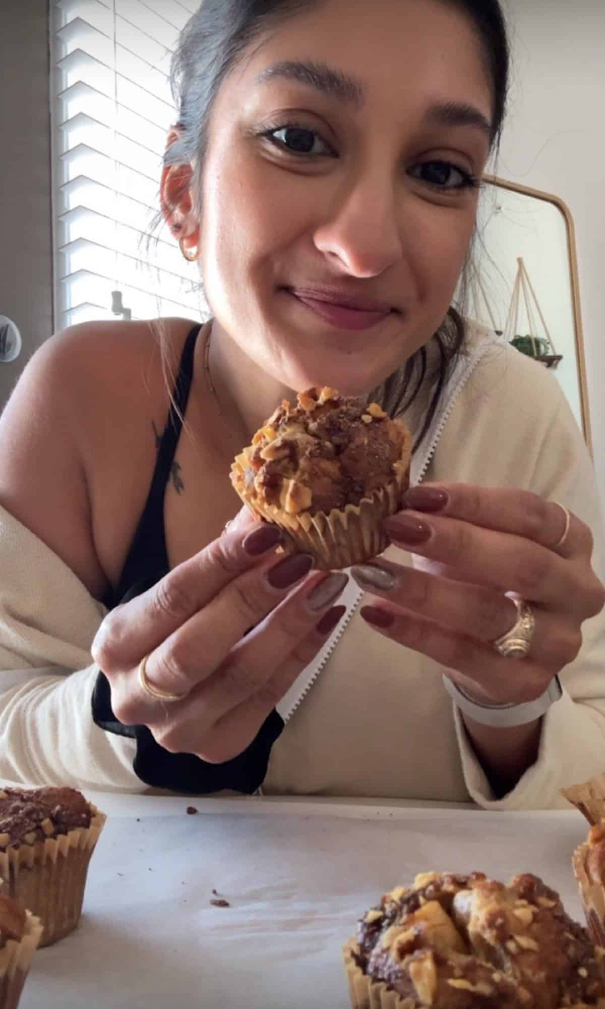 walnut ginger spiced pear muffins bite