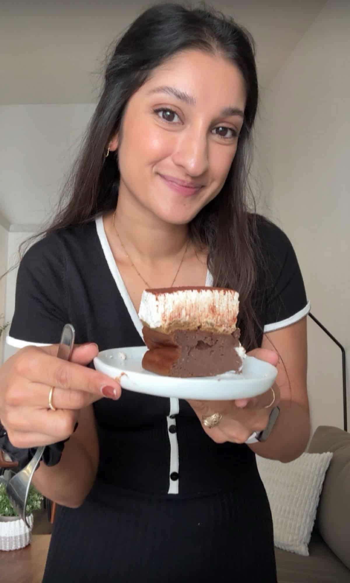 high protein tiramisu brownies bite