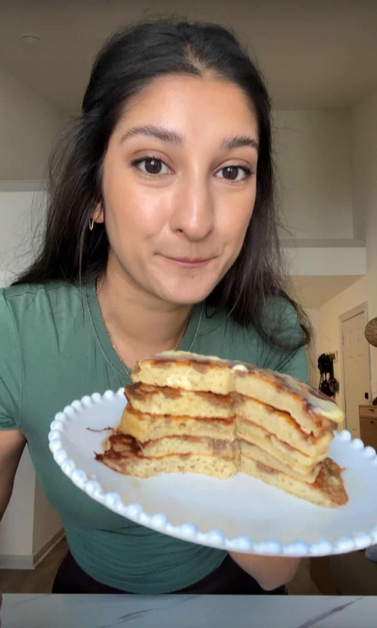 Cinnamon Roll Pancakes Bite