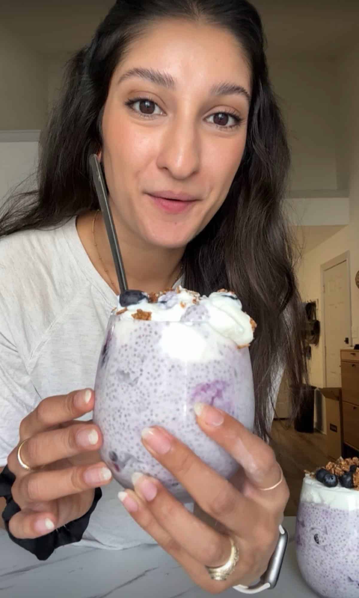 blueberry pie chia pudding bite