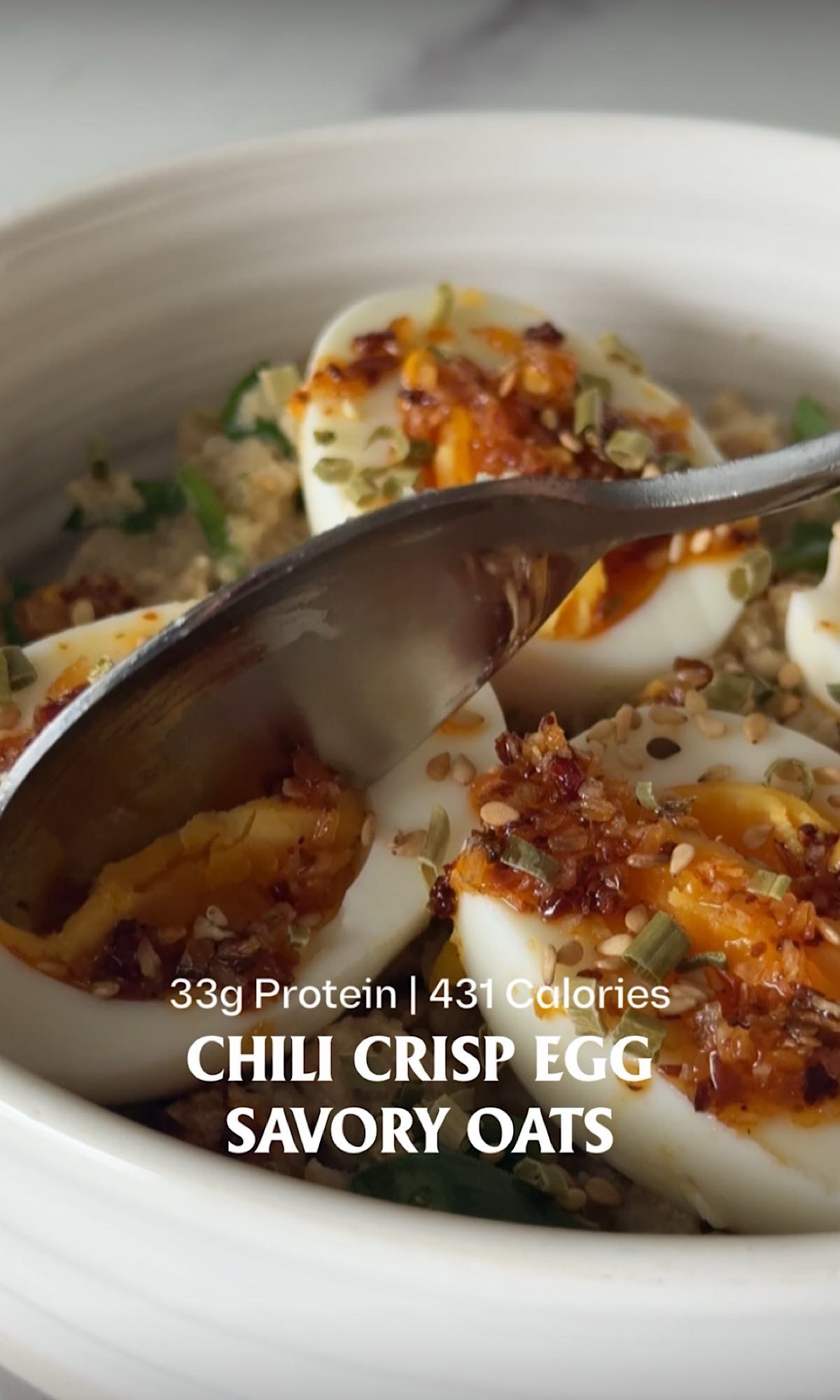 chili crisp egg savory oats hero