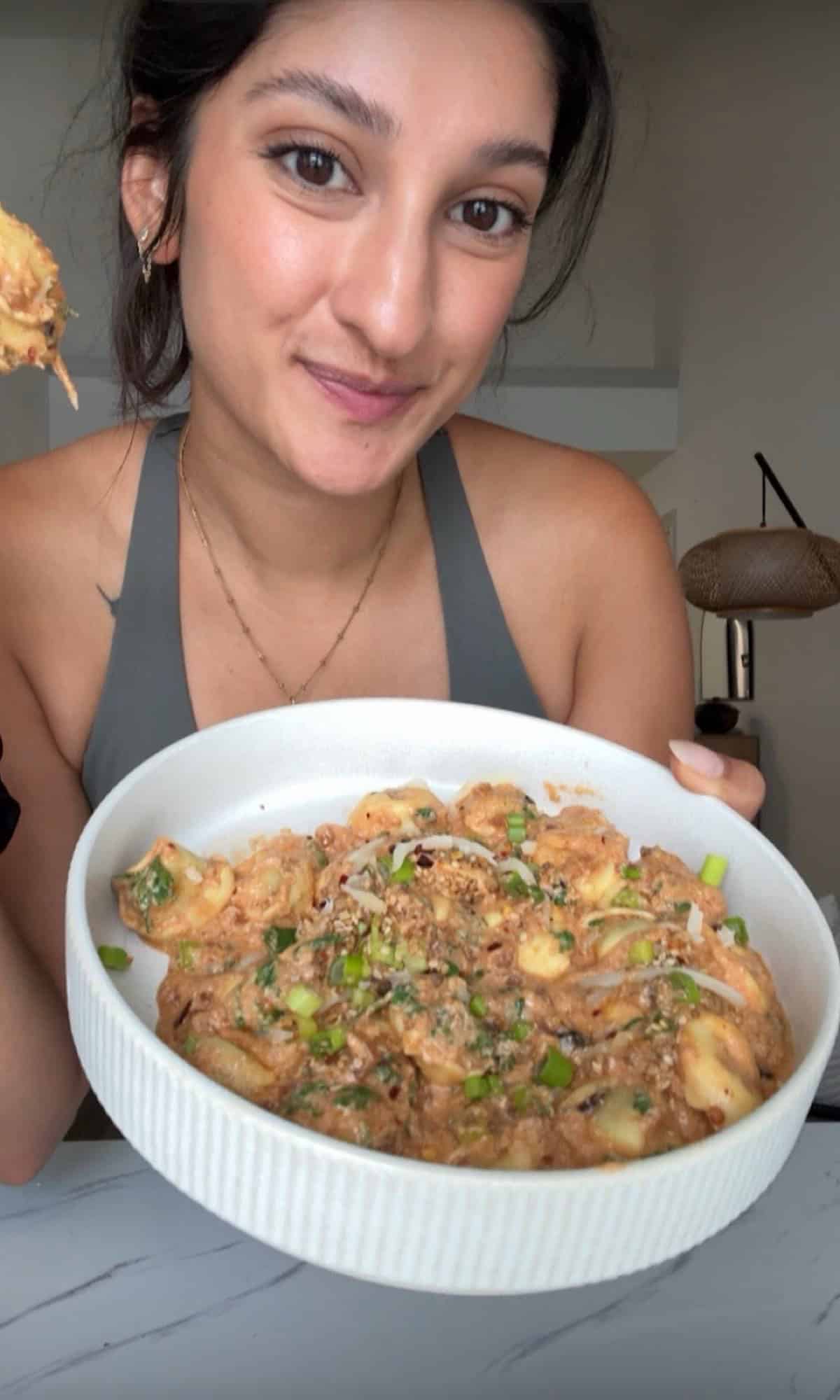 Chili Crisp Tortellini Pasta 2 chili crisp tortellini pasta bite 1