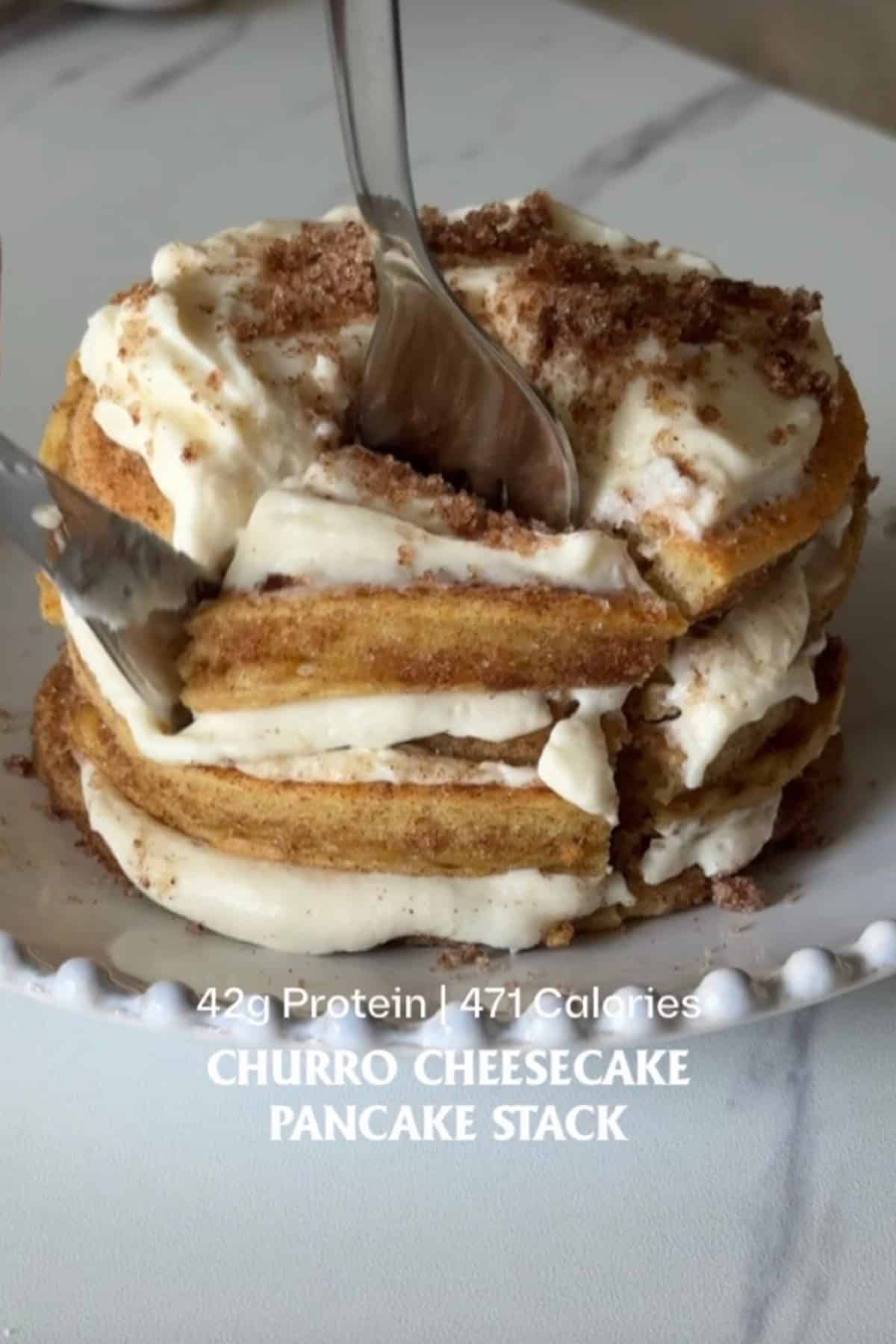 Churro Cheesecake Protein Pancakes 7 churro cheesecake protein hero