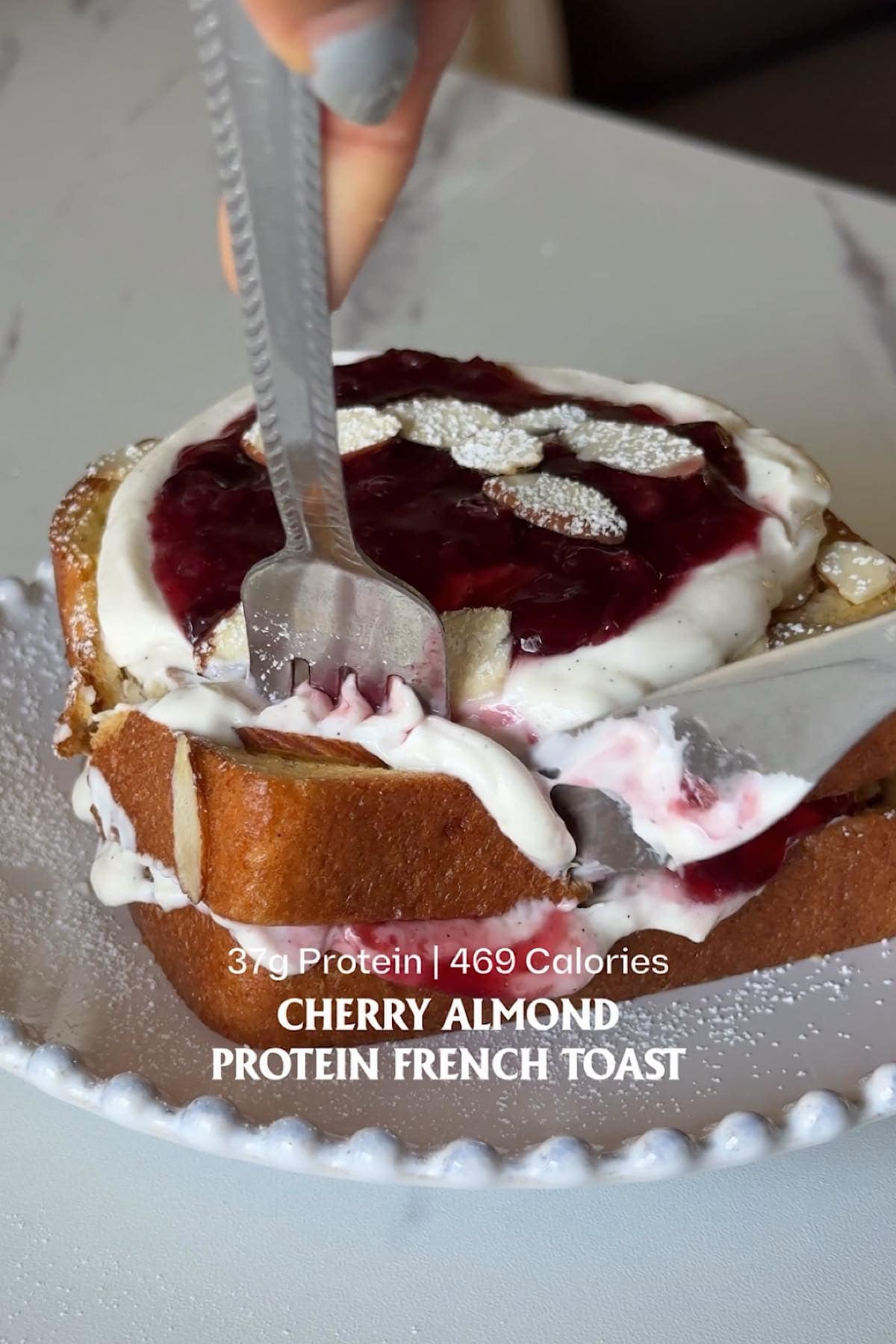 Cherry Almond Protein French Toast 6 cherry almond protein french toast hero