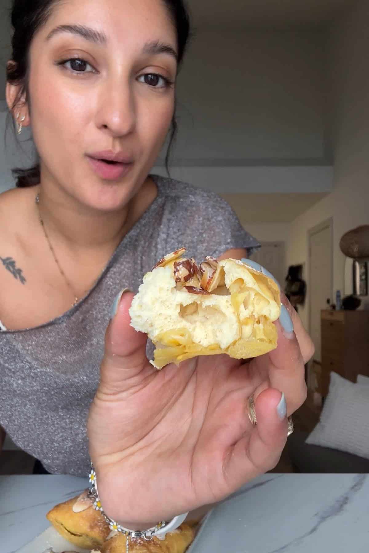 Rice Paper Almond Croissants | Air Fryer Recipe 2 rice paper almond croissants bite