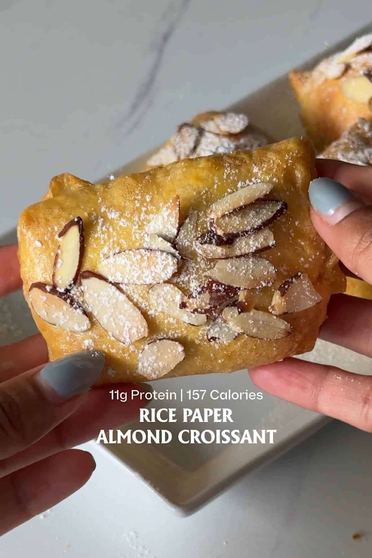 Rice Paper Almond Croissants | Air Fryer Recipe 5 rice paper almond croissants hero