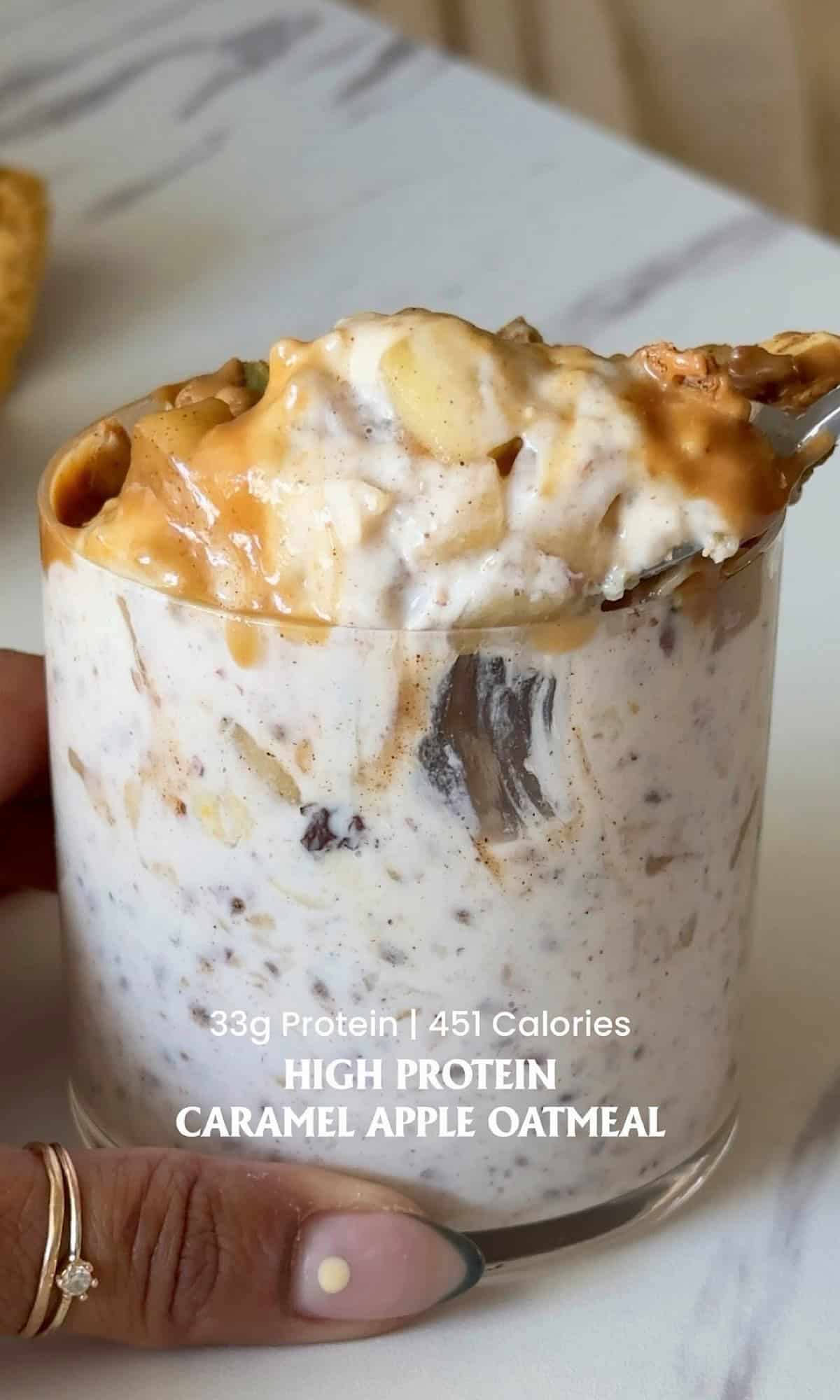 High Protein Caramel Apple Oatmeal 6 caramel apple oatmeal hero